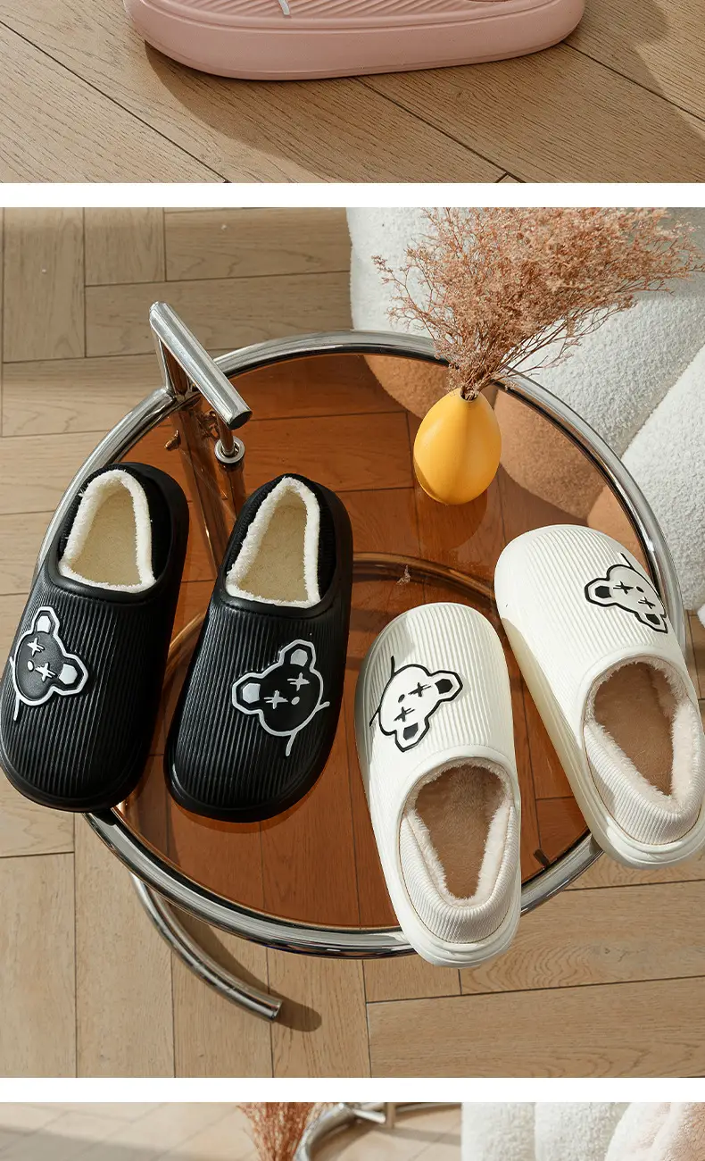 Women Cotton Slippers Winter Fleece Lined White — feature 7