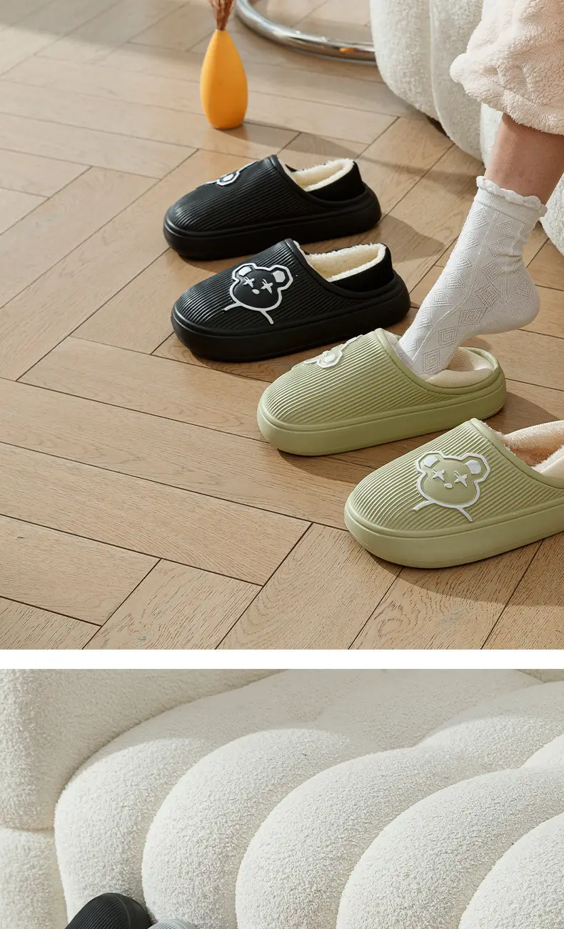 Women Cotton Slippers Winter Fleece Lined White — feature 8