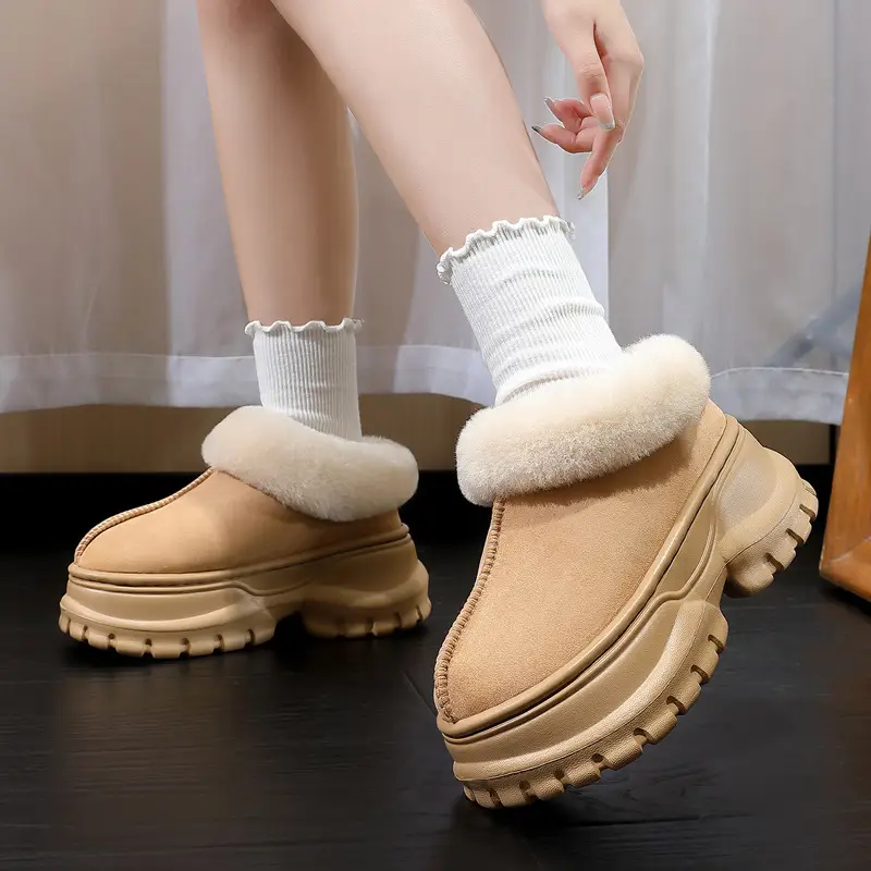 Thick-Soled Snow Boots for Women, Winter Home Warm Plush Cotton Slippers, Women's Winter Outdoor Non-Slip High-Top Cotton Slippers, Wholesale - Image 5