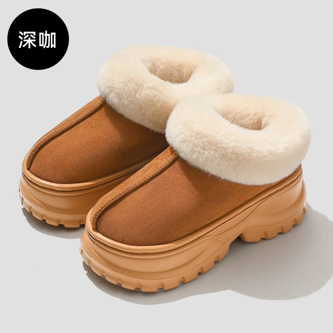 Thick-Soled Snow Boots for Women, Winter Home Warm Plush Cotton Slippers, Women's Winter Outdoor Non-Slip High-Top Cotton Slippers, Wholesale - Image 3