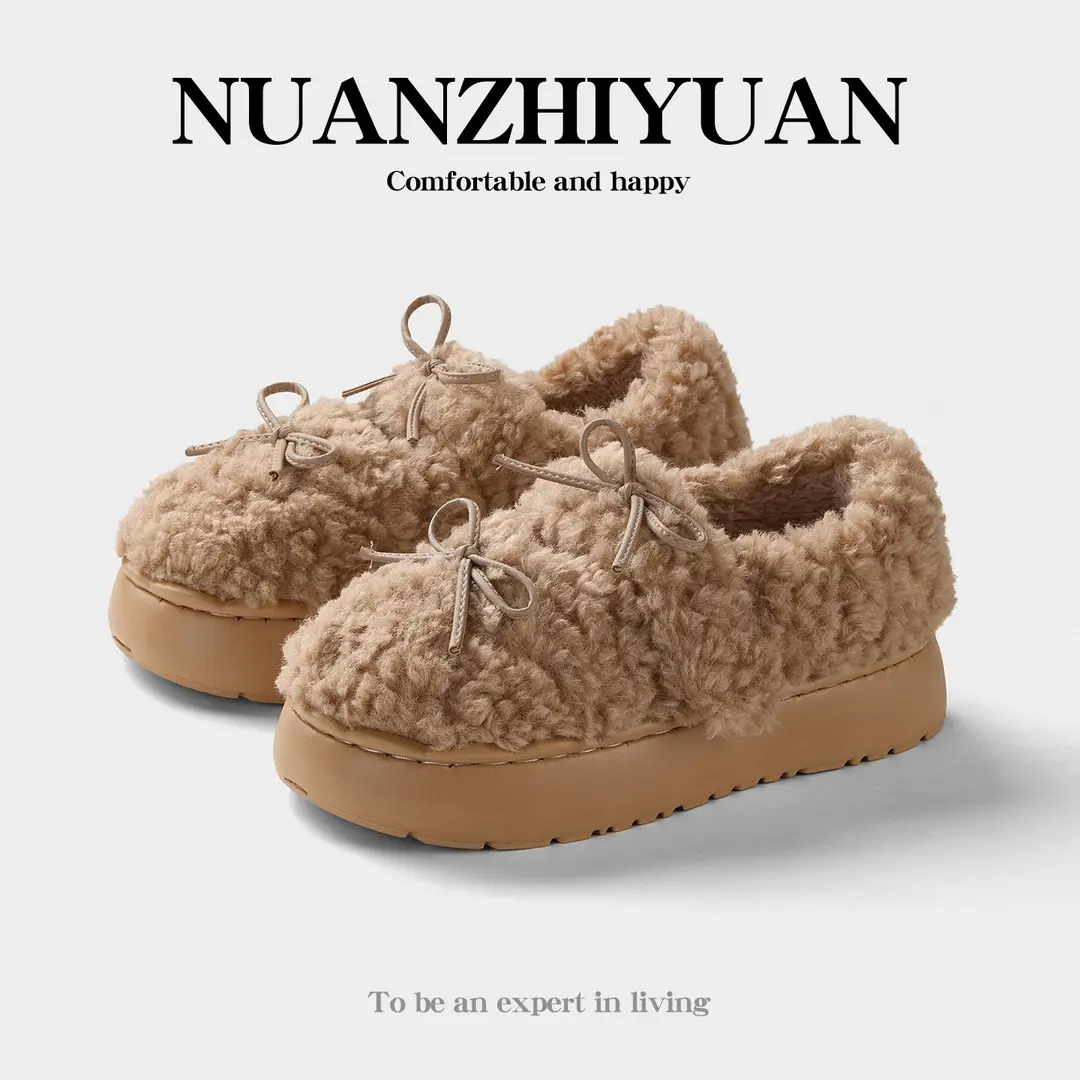 Nanbowan Home Bag Heel Woolen Cotton Slippers for Women in Autumn and Winter Can Be Worn Outside, Warm and Comfortable, Soft Thick-Soled Lightweight Shoes - Image 4