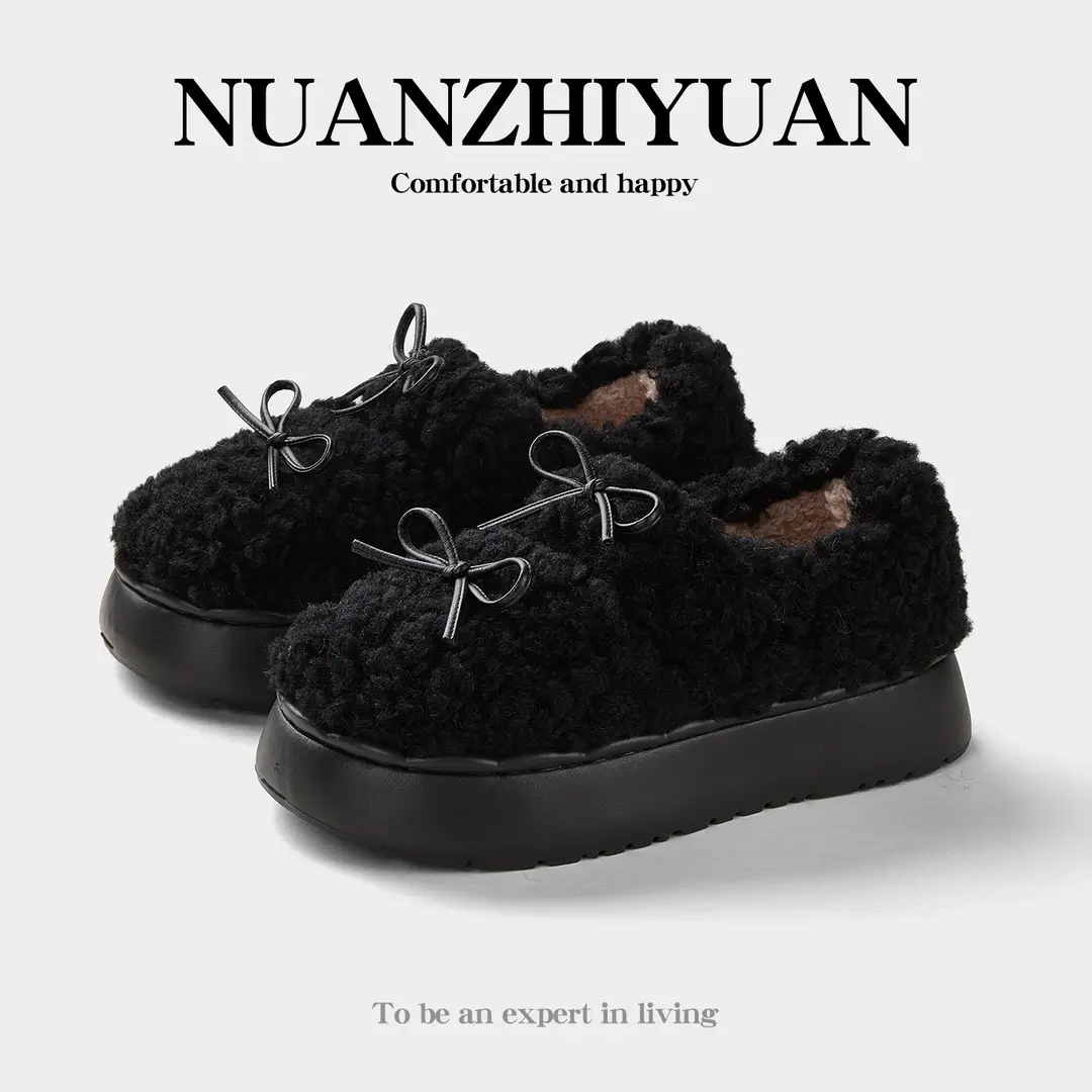 Nanbowan Home Bag Heel Woolen Cotton Slippers for Women in Autumn and Winter Can Be Worn Outside, Warm and Comfortable, Soft Thick-Soled Lightweight Shoes - Image 3