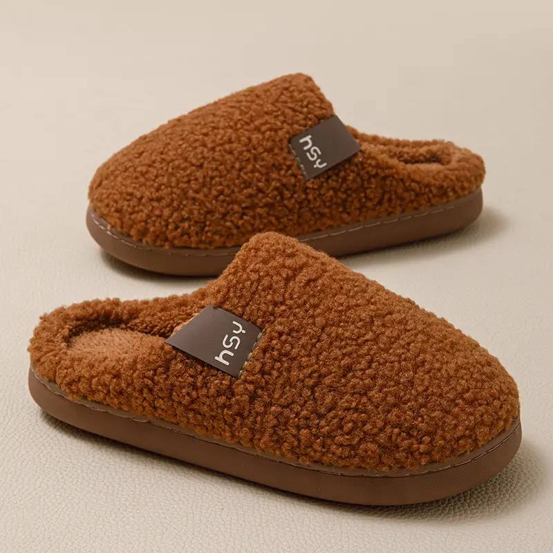 New Plush Cotton Slippers for Women in Winter Home Indoor Warm Anti-Slip Thickened Outer Wear Couple Plush Slippers for Men - Image 10