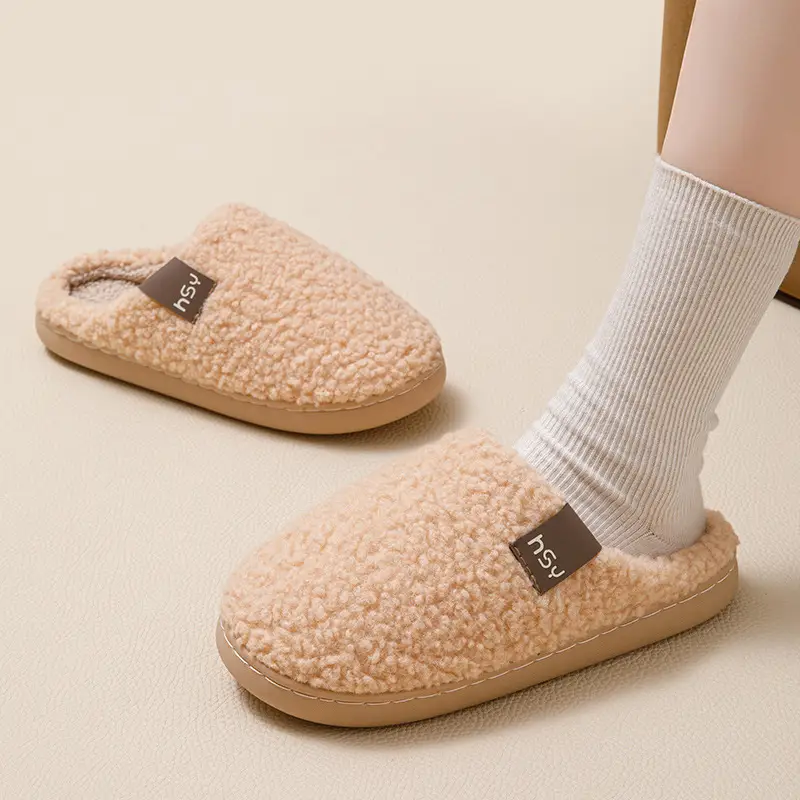 New Plush Cotton Slippers for Women in Winter Home Indoor Warm Anti-Slip Thickened Outer Wear Couple Plush Slippers for Men - Image 11