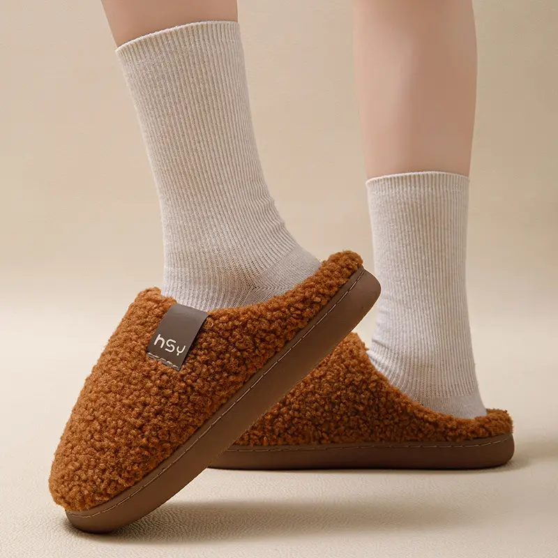 New Plush Cotton Slippers for Women in Winter Home Indoor Warm Anti-Slip Thickened Outer Wear Couple Plush Slippers for Men - Image 12