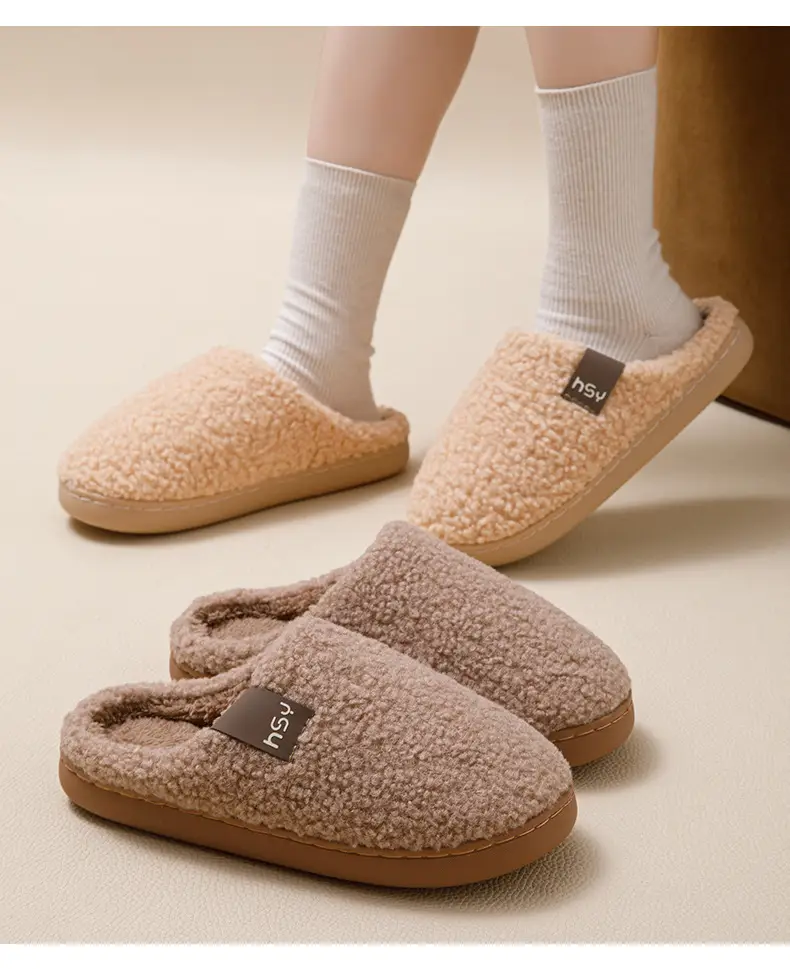 New Plush Cotton Slippers for Women in Winter Home Indoor Warm Anti-Slip Thickened Outer Wear Couple Plush Slippers for Men — feature 14