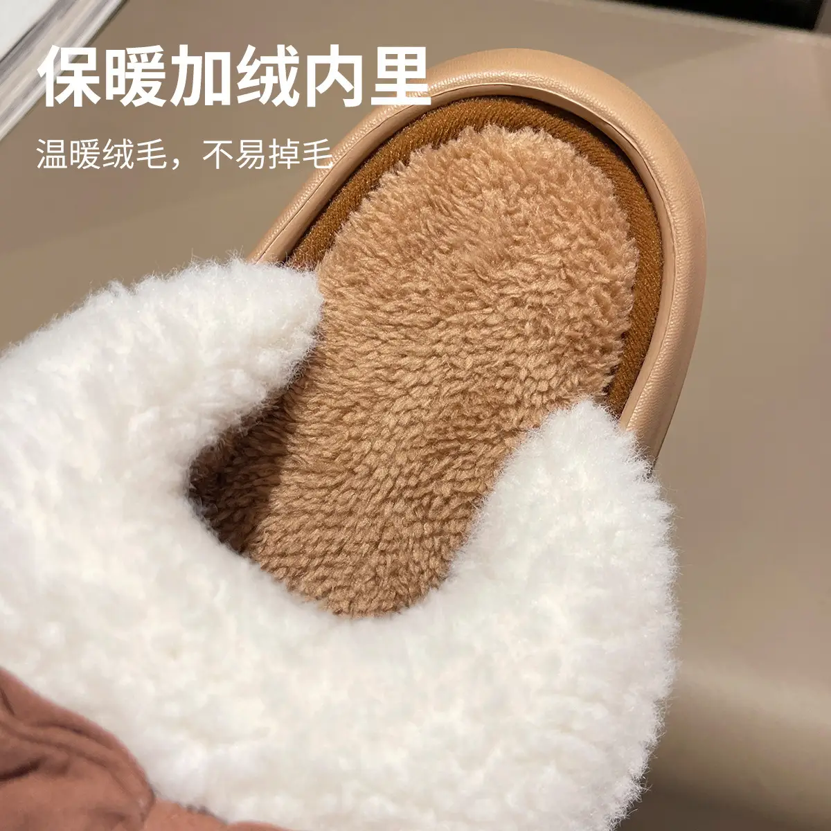Women Bowknot Plush Slippers Autumn Winter Non-Slip