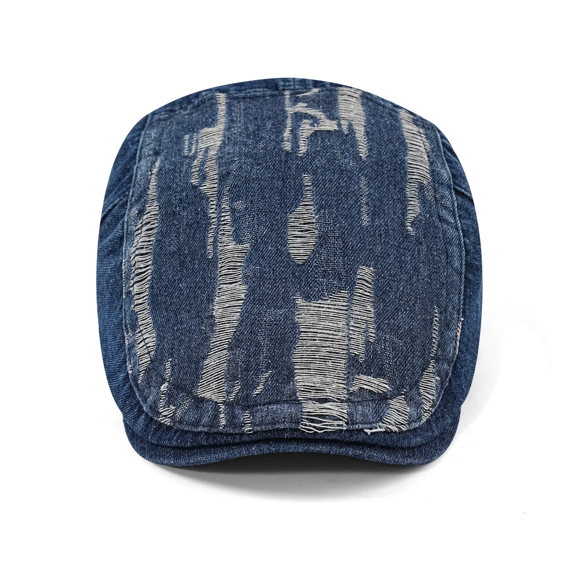 Washed Jacquard Denim Forward Cap Retro Distressed British Beret Women's Versatile Duckbill Cap Backwards Worn Baseball Cap - Image 6