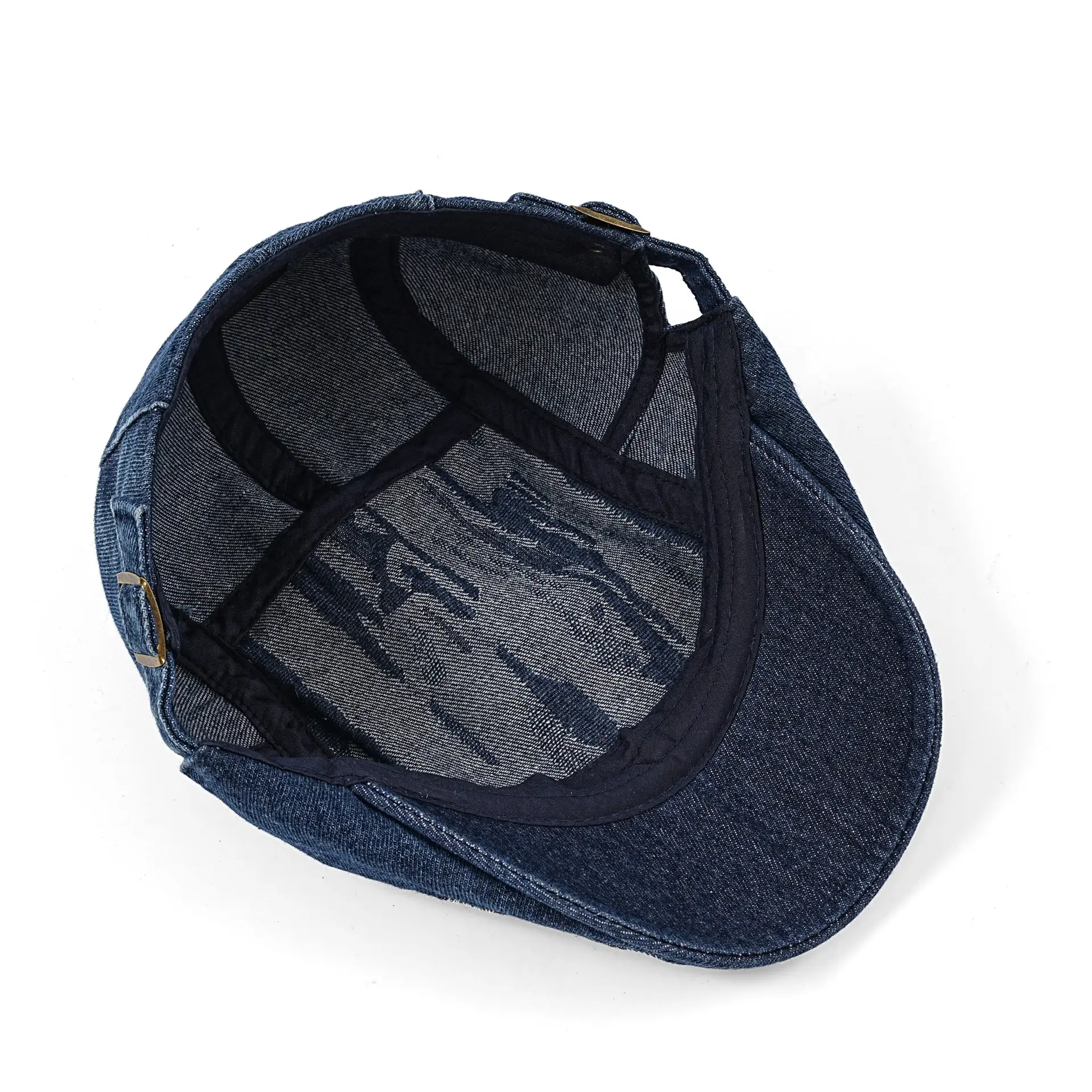 Washed Jacquard Denim Forward Cap Retro Distressed British Beret Women's Versatile Duckbill Cap Backwards Worn Baseball Cap - Image 8