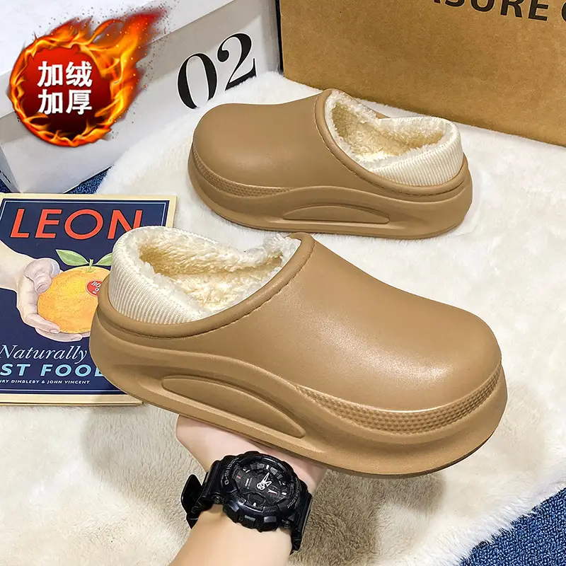 Cross-Border Cotton Slippers for Men in Winter, Velvet, Warm, Waterproof, Fashionable Home and Outdoor Two-Wear Cotton Shoes, Couple Furry Slippers - Image 18