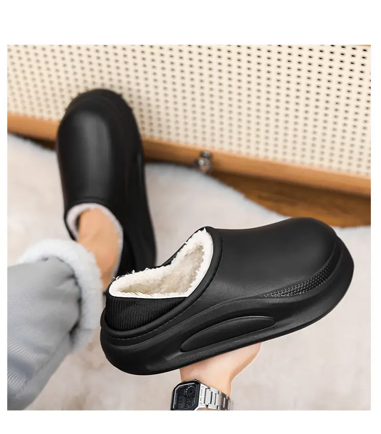 Cross-Border Cotton Slippers for Men in Winter, Velvet, Warm, Waterproof, Fashionable Home and Outdoor Two-Wear Cotton Shoes, Couple Furry Slippers — feature 12