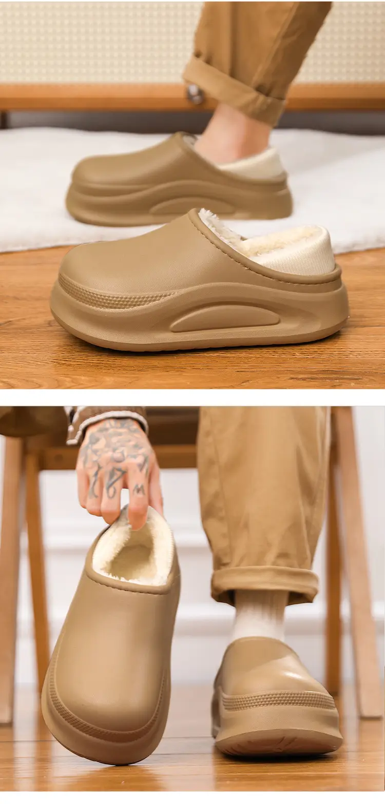 Cross-Border Cotton Slippers for Men in Winter, Velvet, Warm, Waterproof, Fashionable Home and Outdoor Two-Wear Cotton Shoes, Couple Furry Slippers — feature 15