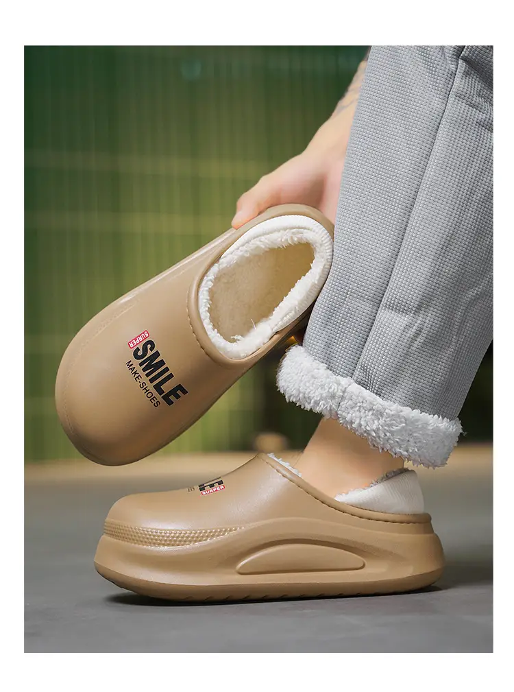 Cross-Border Cotton Slippers for Men in Winter, Velvet, Warm, Waterproof, Fashionable Home and Outdoor Two-Wear Cotton Shoes, Couple Furry Slippers — feature 25