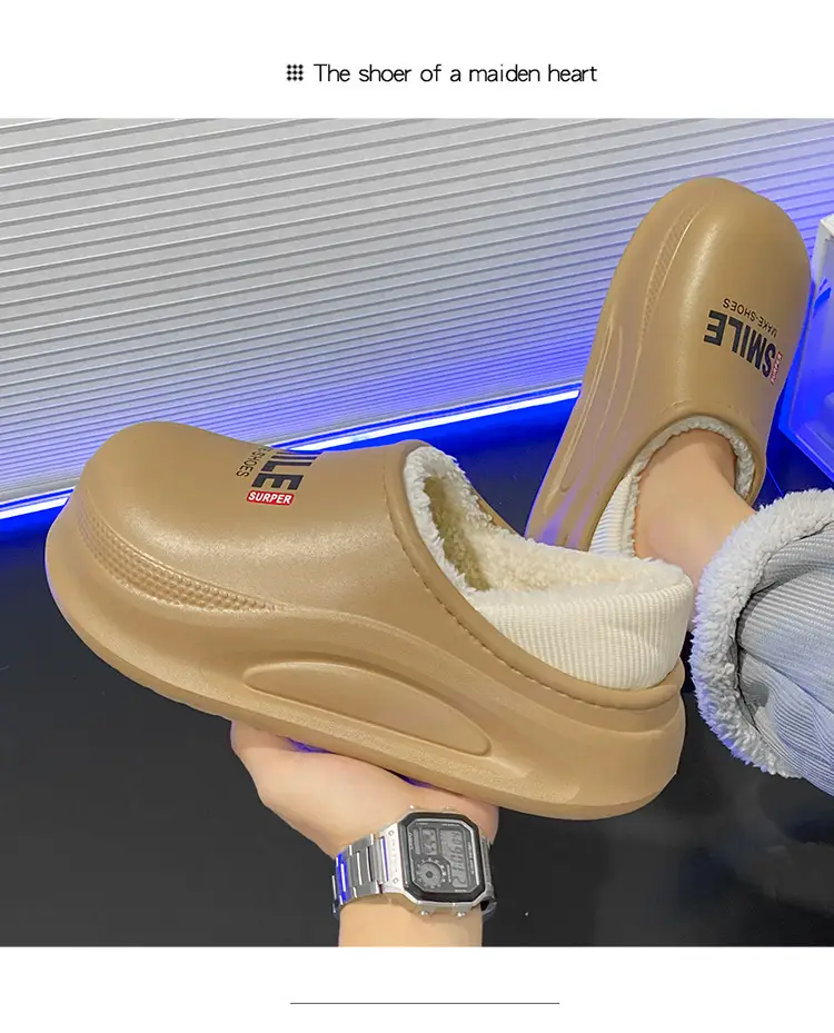 Cross-Border Cotton Slippers for Men in Winter, Velvet, Warm, Waterproof, Fashionable Home and Outdoor Two-Wear Cotton Shoes, Couple Furry Slippers — feature 26