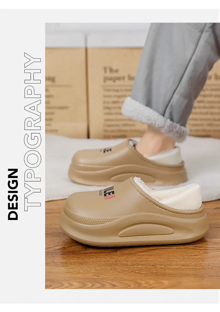 Cross-Border Cotton Slippers for Men in Winter, Velvet, Warm, Waterproof, Fashionable Home and Outdoor Two-Wear Cotton Shoes, Couple Furry Slippers — feature 27