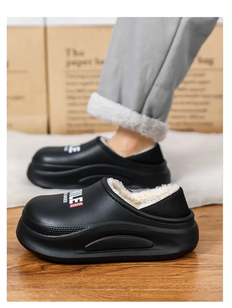 Cross-Border Cotton Slippers for Men in Winter, Velvet, Warm, Waterproof, Fashionable Home and Outdoor Two-Wear Cotton Shoes, Couple Furry Slippers — feature 29