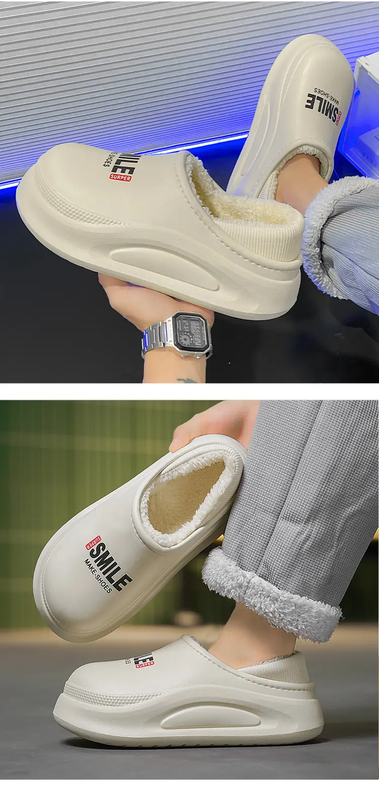 Cross-Border Cotton Slippers for Men in Winter, Velvet, Warm, Waterproof, Fashionable Home and Outdoor Two-Wear Cotton Shoes, Couple Furry Slippers — feature 31