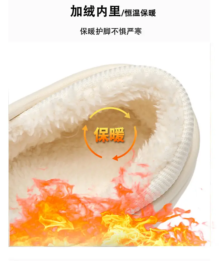 Cross-Border Cotton Slippers for Men in Winter, Velvet, Warm, Waterproof, Fashionable Home and Outdoor Two-Wear Cotton Shoes, Couple Furry Slippers — feature 6