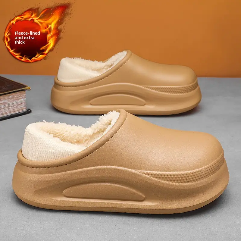Cross-Border Cotton Slippers for Men in Winter, Velvet, Warm, Waterproof, Fashionable Home and Outdoor Two-Wear Cotton Shoes, Couple Furry Slippers - Image 3