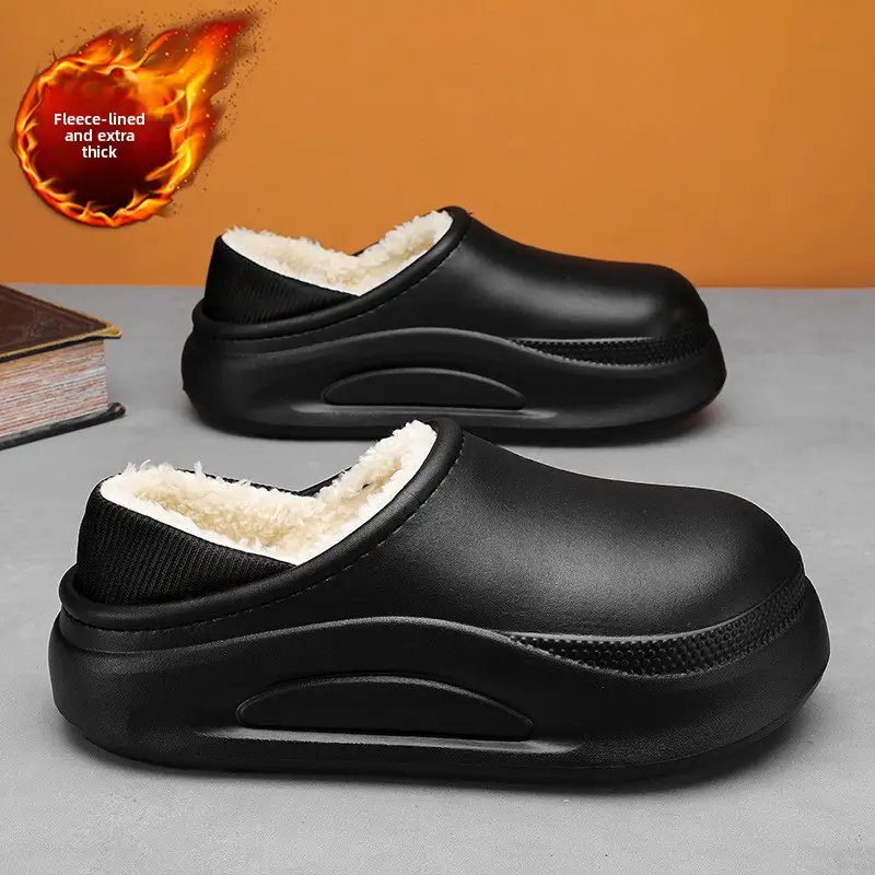 Cross-Border Cotton Slippers for Men in Winter, Velvet, Warm, Waterproof, Fashionable Home and Outdoor Two-Wear Cotton Shoes, Couple Furry Slippers - Image 8