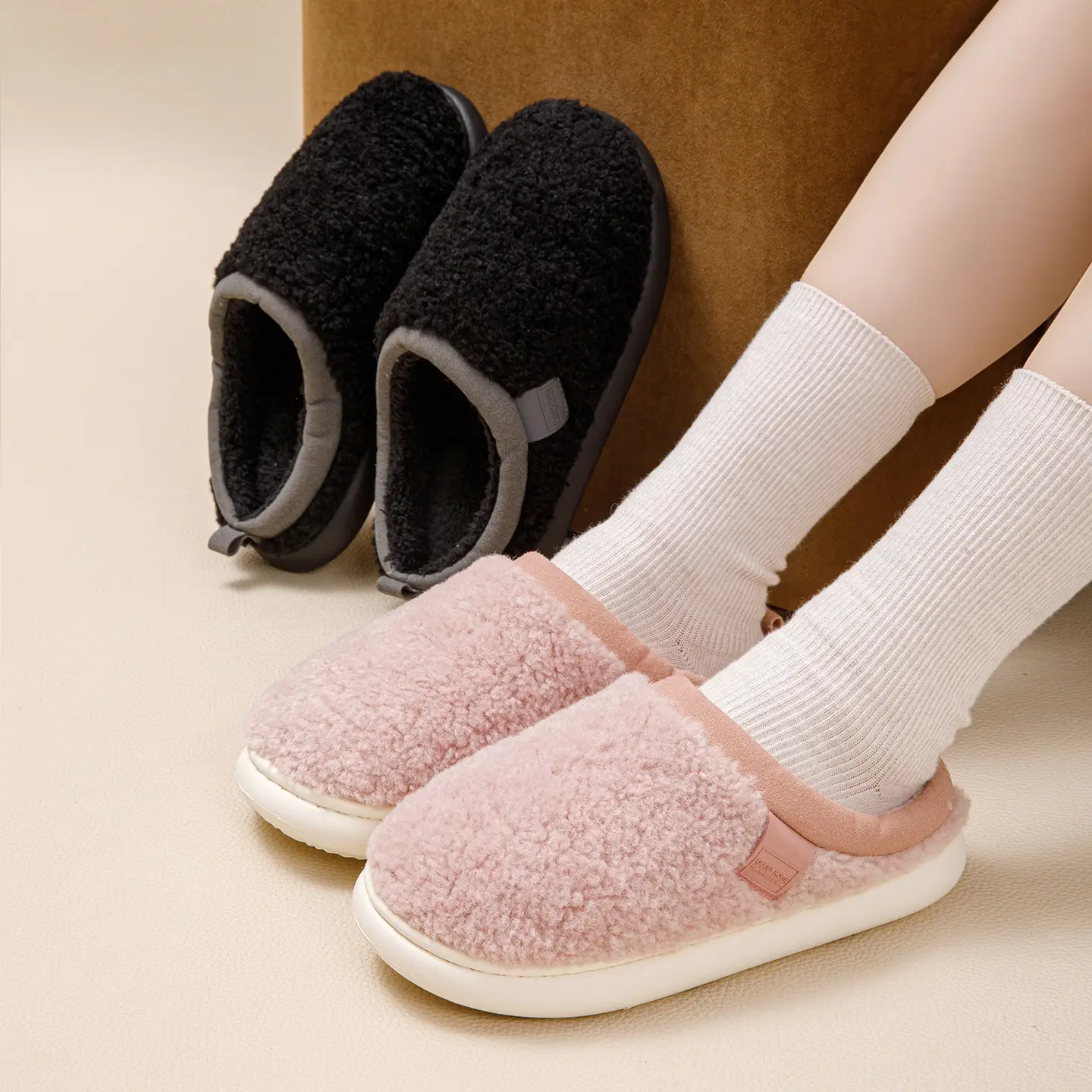 Silent Cotton Slippers Women Pink Winter Autumn - Image 8