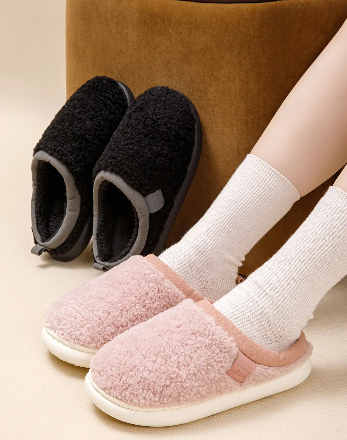 Silent Cotton Slippers Women Pink Winter Autumn — feature 1