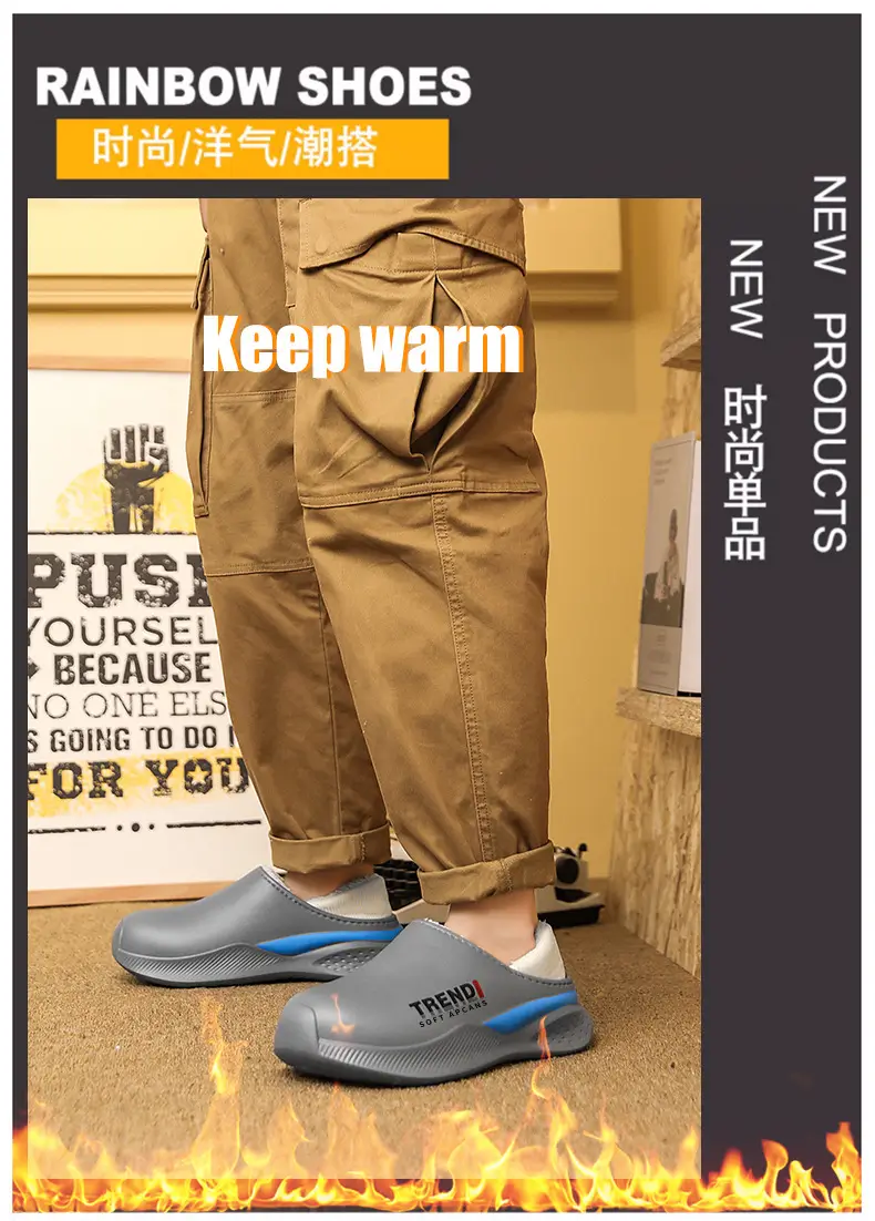 Men's Grey Cotton Slip-On Winter Sneakers Warm — feature 1
