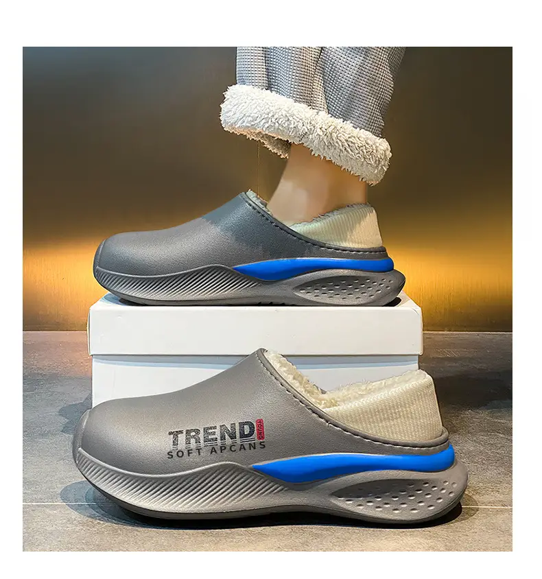 Men's Grey Cotton Slip-On Winter Sneakers Warm — feature 17