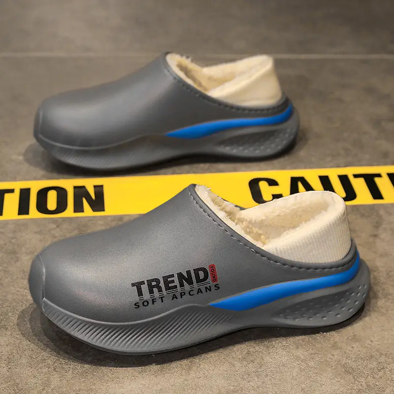 Men's Grey Cotton Slip-On Winter Sneakers Warm - Image 2