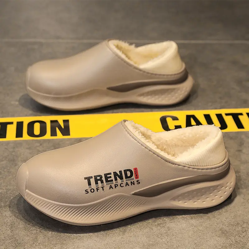 Men's Grey Cotton Slip-On Winter Sneakers Warm - Image 5