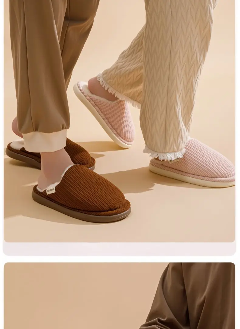 Cotton Slippers for Women Winter 2025 New Warm Anti-Slip Winter Indoor Thick-Soled Home Use Couple Furry Slippers for Men — feature 19