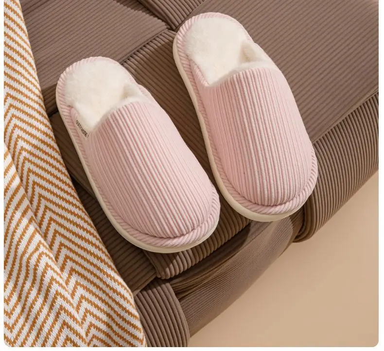 Cotton Slippers for Women Winter 2025 New Warm Anti-Slip Winter Indoor Thick-Soled Home Use Couple Furry Slippers for Men — feature 6