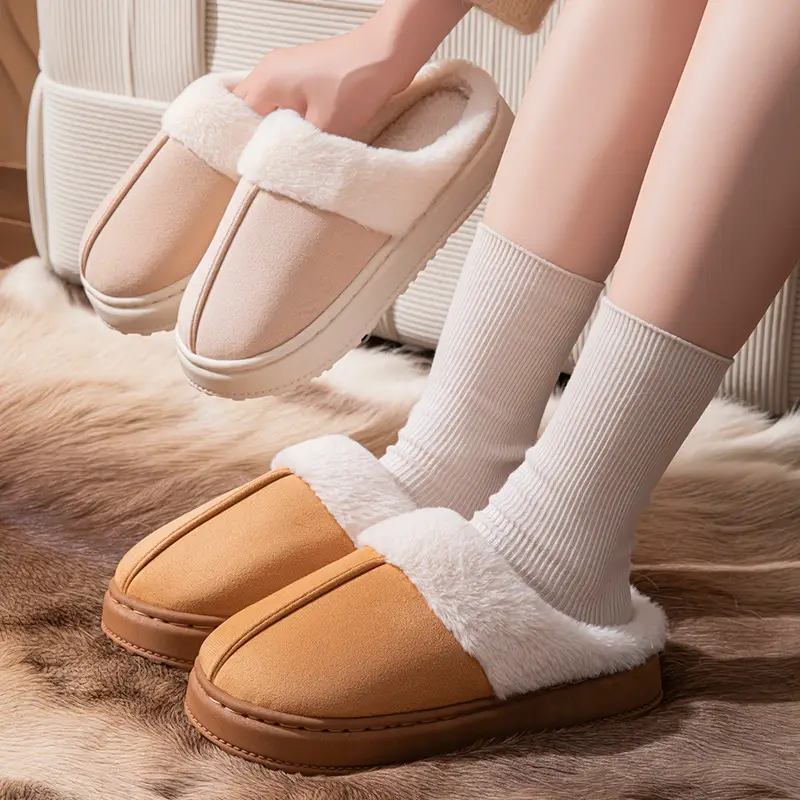 Plush Cotton Slippers, Thickened Winter Home Fleece-Lined, Can Be Worn Outside, Warm Couple Slippers, Cotton Slippers That Feel Like Stepping on Shit - Image 5