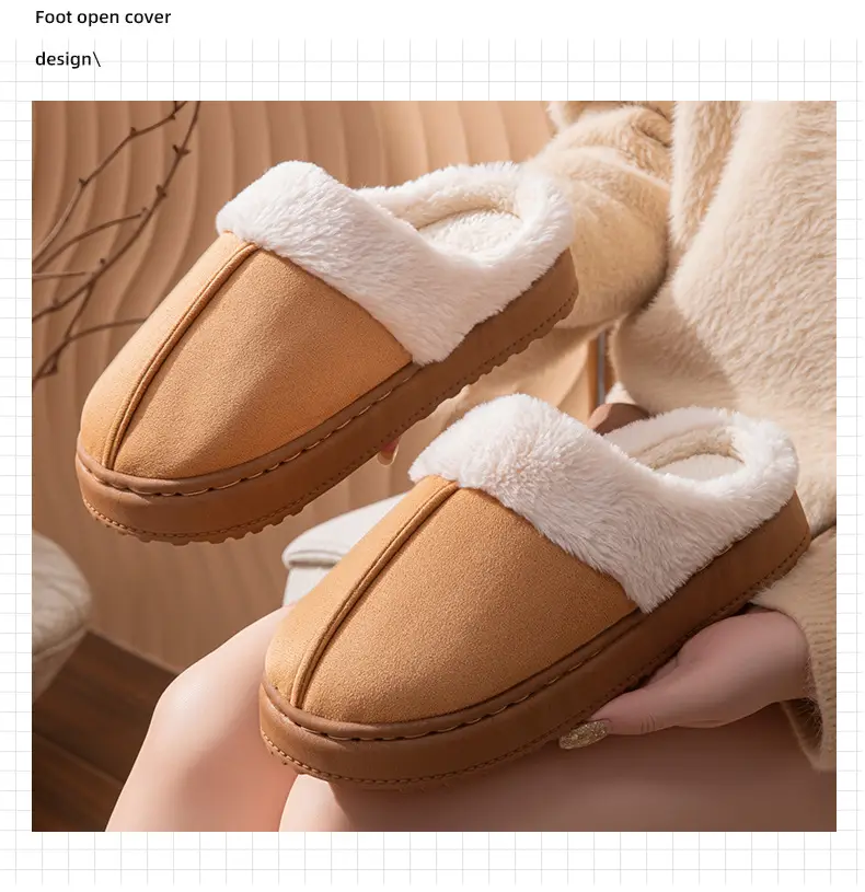 Plush Cotton Slippers, Thickened Winter Home Fleece-Lined, Can Be Worn Outside, Warm Couple Slippers, Cotton Slippers That Feel Like Stepping on Shit — feature 11