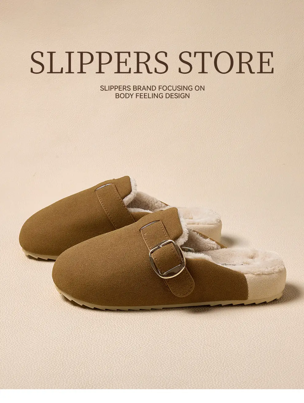 Birkenstock Slippers for Women, Autumn and Winter, Outdoor Wear, Home Indoor, Soft Sole, Non-Slip, Plush, Warm, Suede Cotton Slippers Wholesale — feature 1