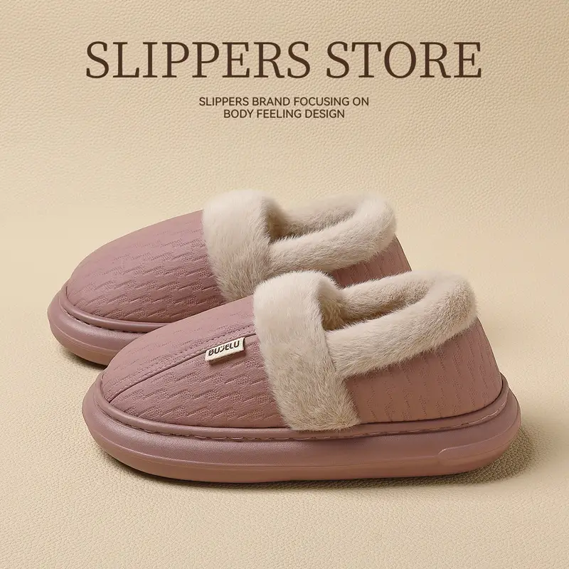 Home Cotton Slippers for Men in Autumn and Winter for Middle-Aged and Elderly People at Home Waterproof Outer Wear Windproof Thick Plush Warm Cotton Shoes for Women Wholesale - Image 5