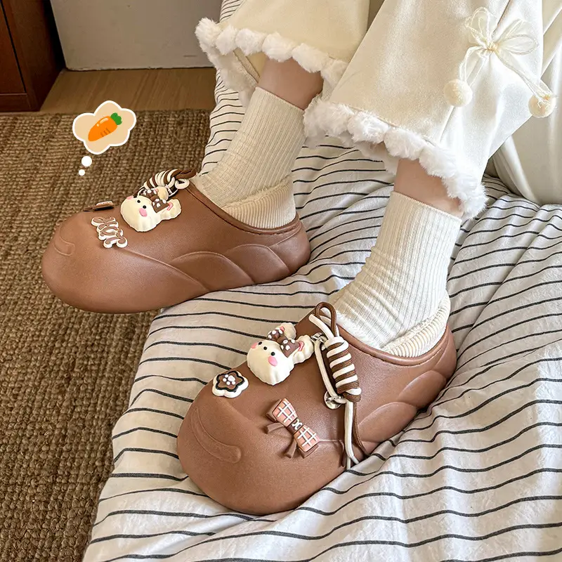 Cute Rabbit Waterproof Cotton Slippers Orange - Image 8