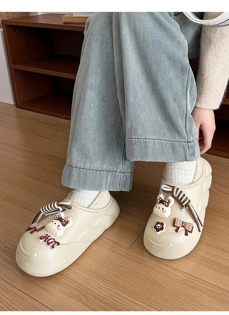 Cute Rabbit Waterproof Cotton Slippers Orange — feature 15
