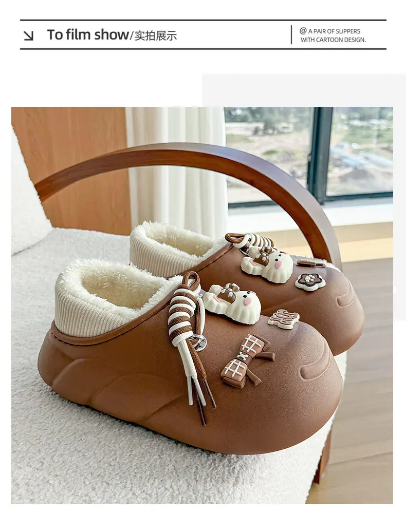 Cute Rabbit Waterproof Cotton Slippers Orange — feature 9