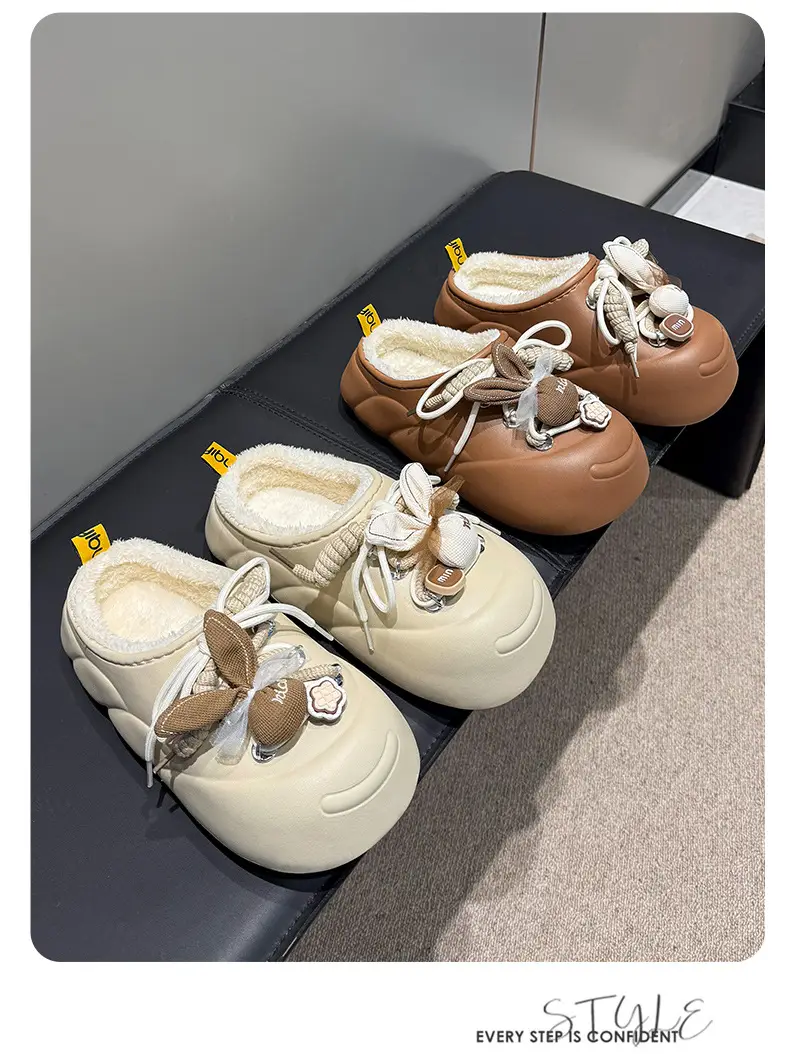 New Plush Rabbit Waterproof Cotton Slippers Orange 2025 — feature 11