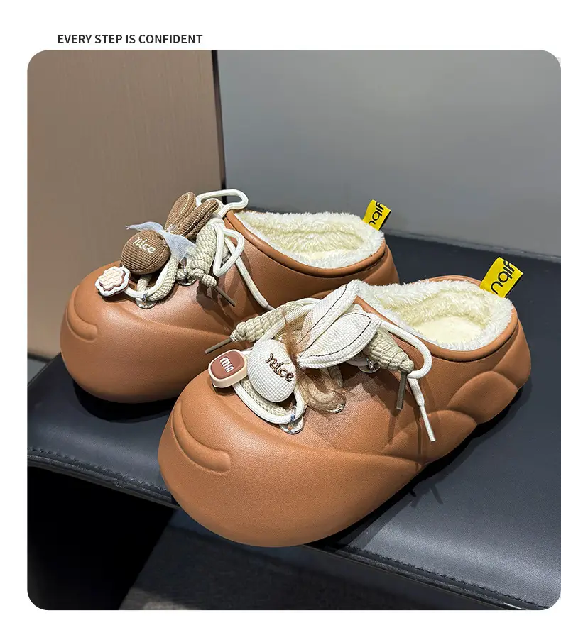 New Plush Rabbit Waterproof Cotton Slippers Orange 2025 — feature 13