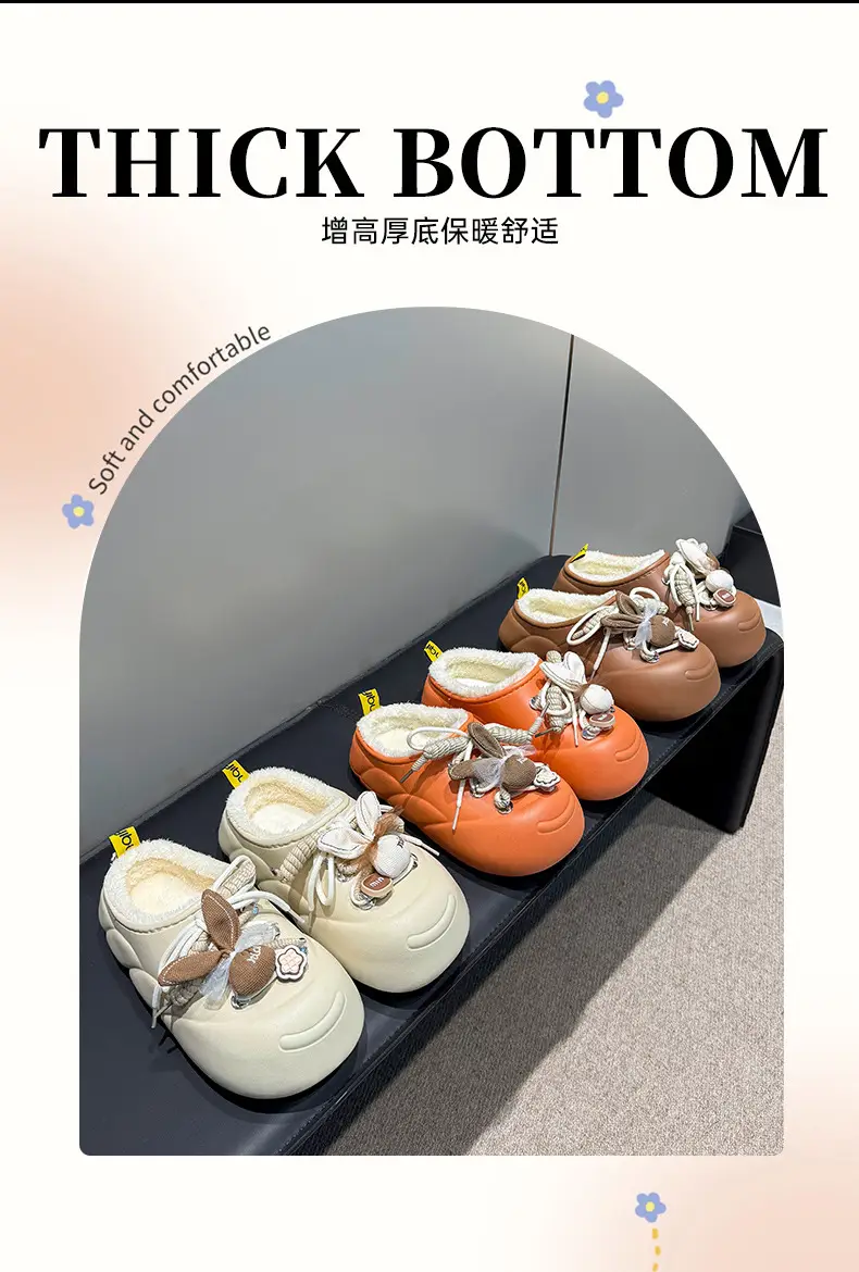 New Plush Rabbit Waterproof Cotton Slippers Orange 2025 — feature 2