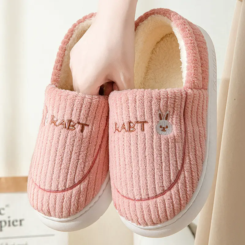 Cute Cotton Slippers for Women in Winter, Fleece-Lined, Warm, Non-Slip, Thick-Soled, Home Indoor Couple Plush Confinement Shoes for Men - Image 8