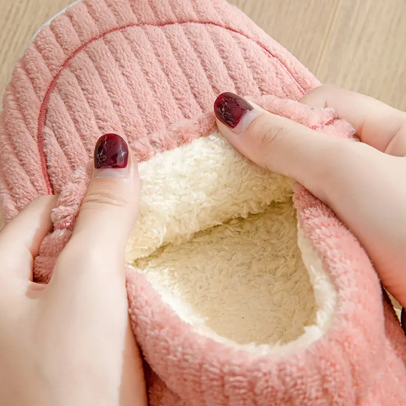 Cute Cotton Slippers for Women in Winter, Fleece-Lined, Warm, Non-Slip, Thick-Soled, Home Indoor Couple Plush Confinement Shoes for Men - Image 9