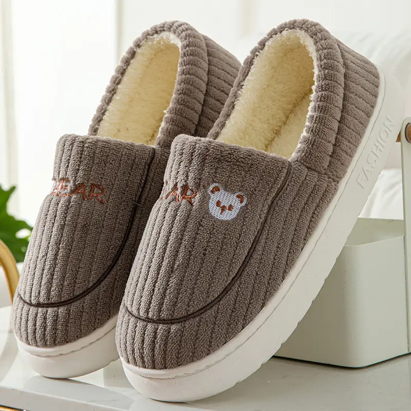 Cute Cotton Slippers for Women in Winter, Fleece-Lined, Warm, Non-Slip, Thick-Soled, Home Indoor Couple Plush Confinement Shoes for Men - Image 5