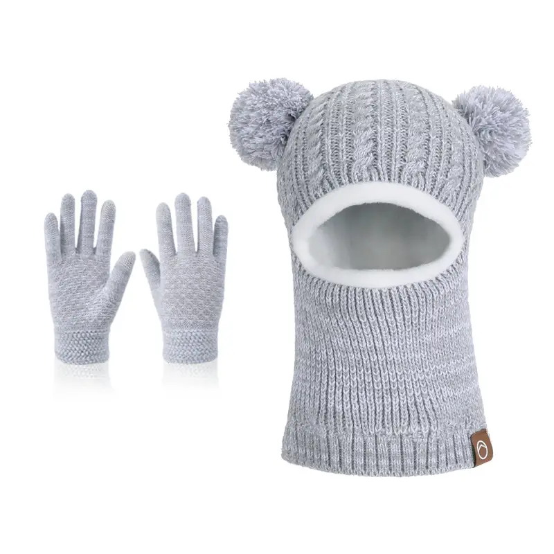 Winter Warm Knitted Woolen Hat for Boys and Girls, Kidsren's Hat, Neck Scarf, Fleece-Lined and Thickeneded Ear Protection Pullover Hat