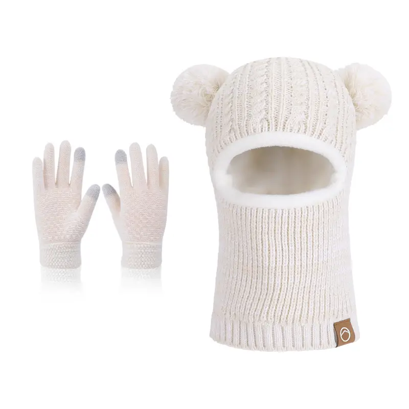 Winter Warm Knitted Woolen Hat for Boys and Girls, Kidsren's Hat, Neck Scarf, Fleece-Lined and Thickeneded Ear Protection Pullover Hat