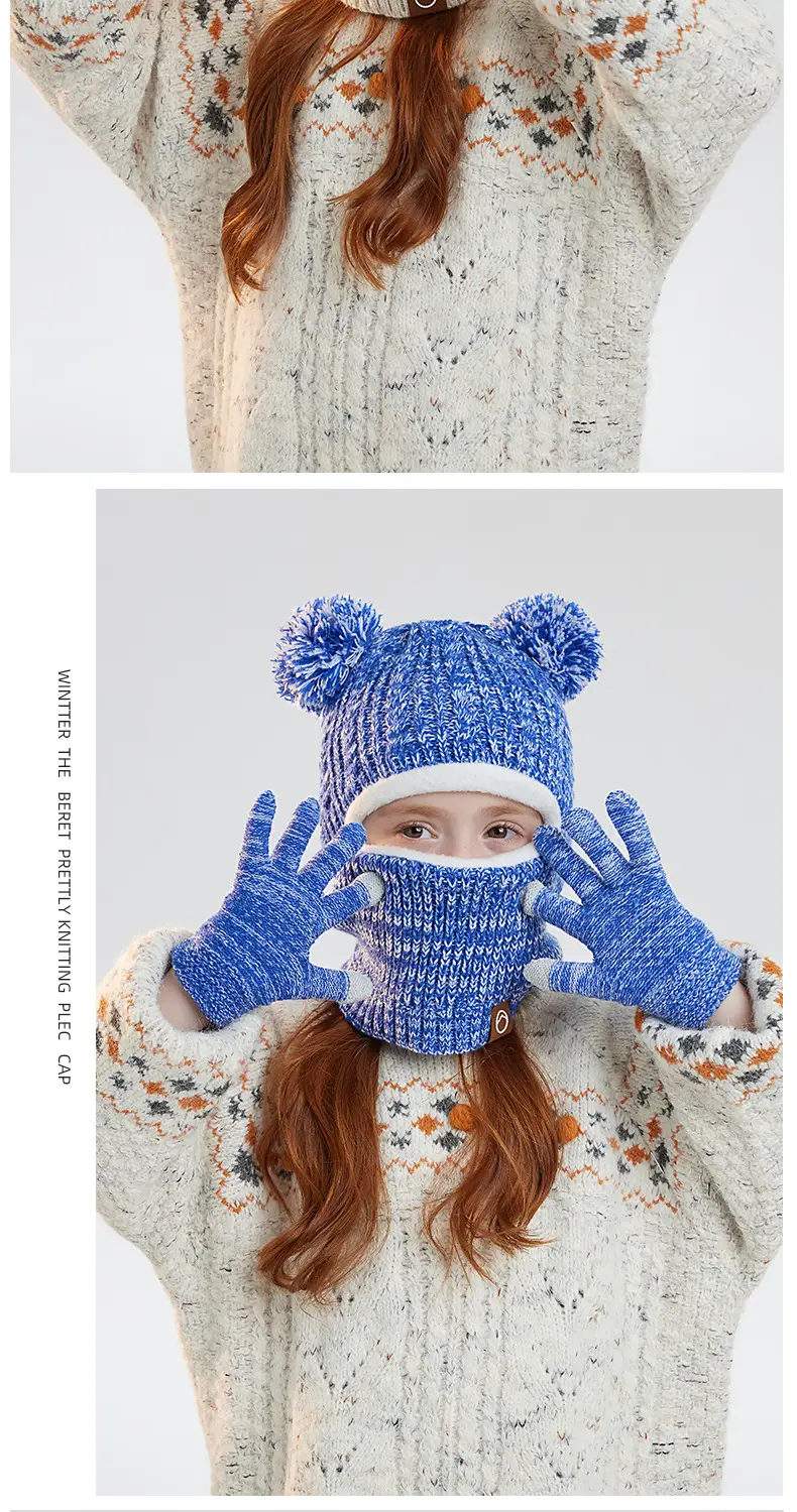 Winter Warm Knitted Woolen Hat for Boys and Girls, Kidsren's Hat, Neck Scarf, Fleece-Lined and Thickeneded Ear Protection Pullover Hat — feature 10