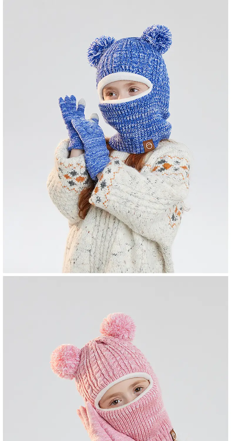 Winter Warm Knitted Woolen Hat for Boys and Girls, Kidsren's Hat, Neck Scarf, Fleece-Lined and Thickeneded Ear Protection Pullover Hat — feature 11