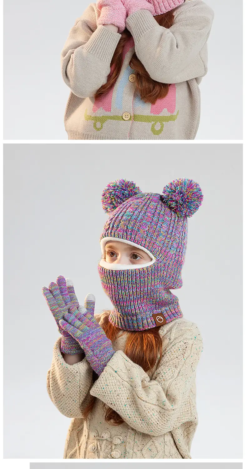 Winter Warm Knitted Woolen Hat for Boys and Girls, Kidsren's Hat, Neck Scarf, Fleece-Lined and Thickeneded Ear Protection Pullover Hat — feature 12